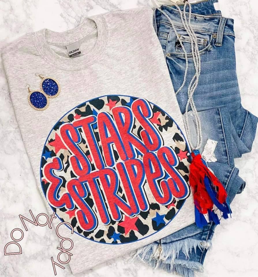 Stars and Stripes (with leopard circle) Tee