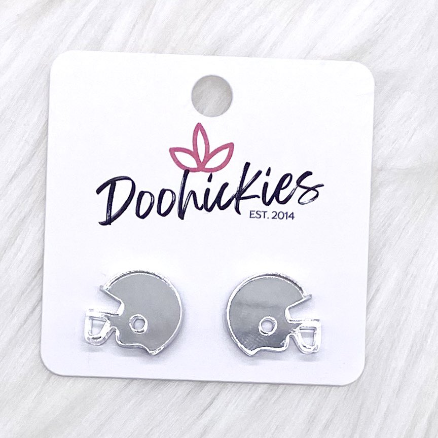 15mm Shiny Acrylic Helmets -Sports Earrings