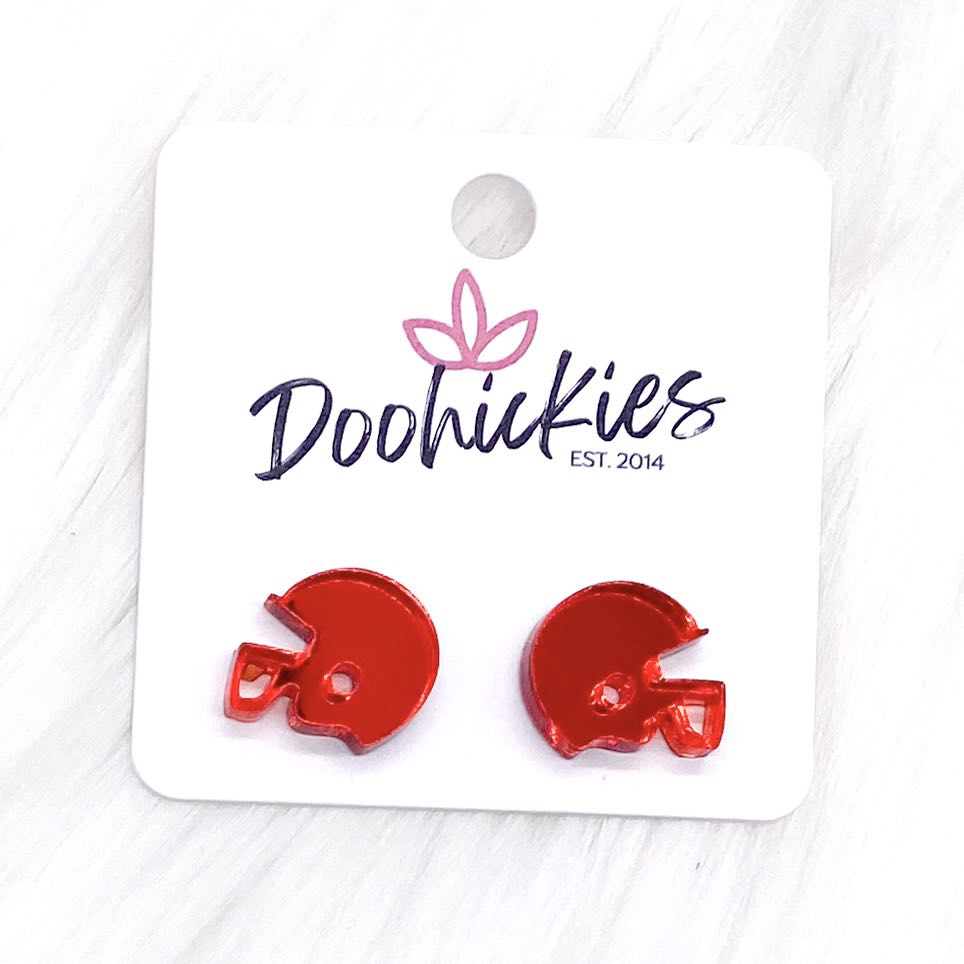 15mm Shiny Acrylic Helmets -Sports Earrings