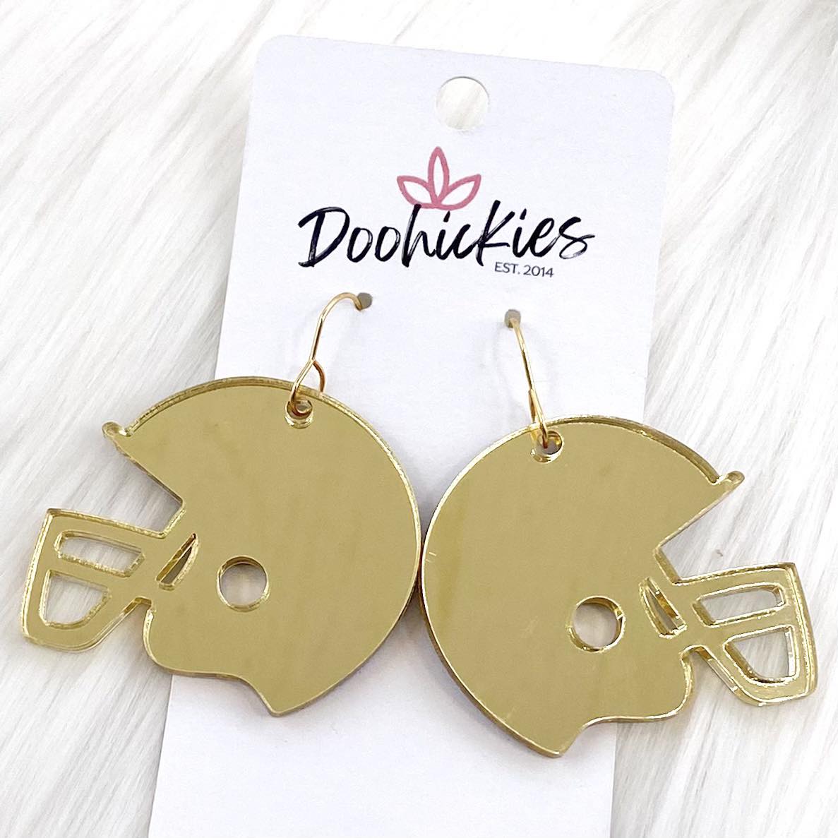 1.5" Shiny Helmet Acrylic Dangles -Sports Earrings