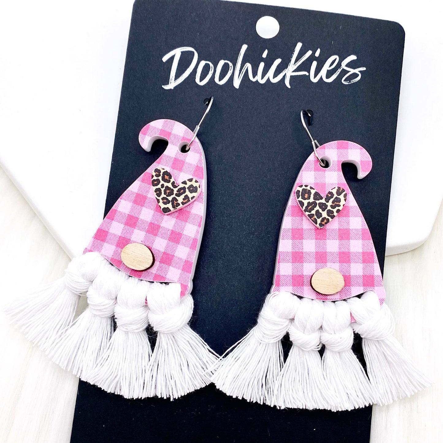 2.75" Love Gnome Macrame - Valentines Earrings