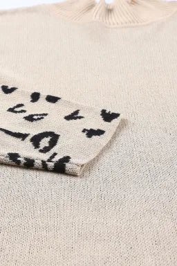 Leopard High Neck Oversized Sweater