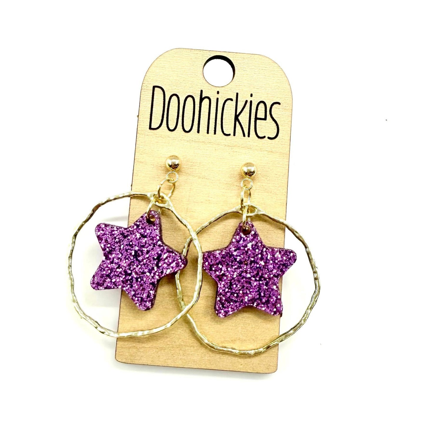 Spirit Glitter Star Dangles - School Spirit Acrylic Earrings - 9 Color Options