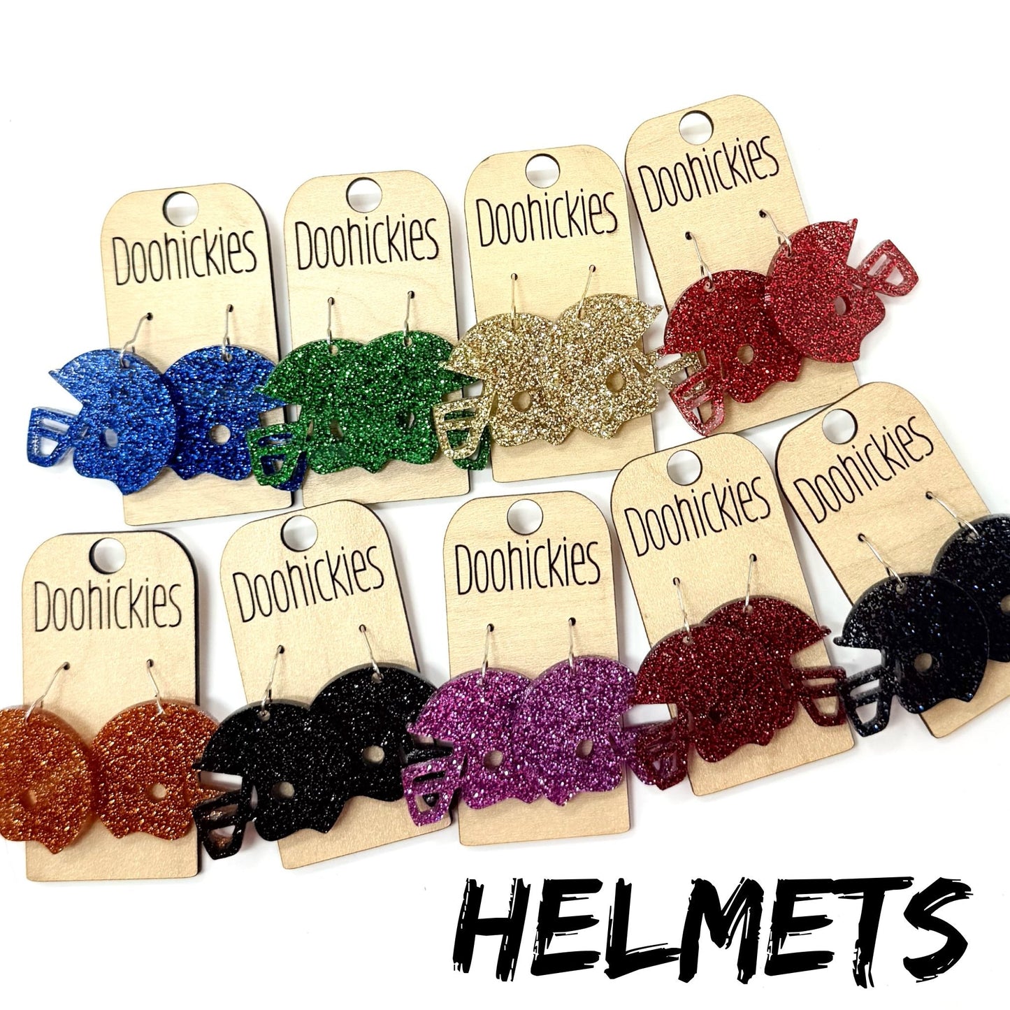 1.25" Glitter School Spirit Football Helmet Dangles - Custom Spirit Earrings - Nine Color Options