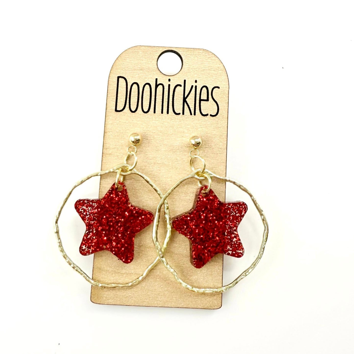 Spirit Glitter Star Dangles - School Spirit Acrylic Earrings - 9 Color Options