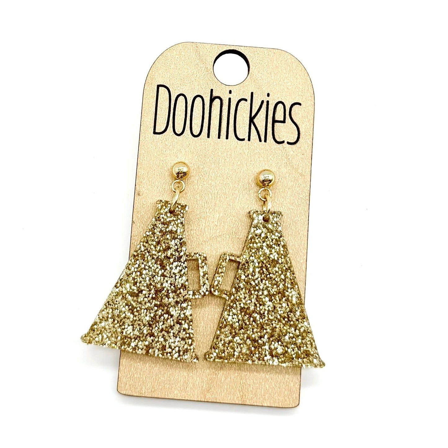 Glitter Cheer Megaphone Dangles - Custom Spirit Earrings