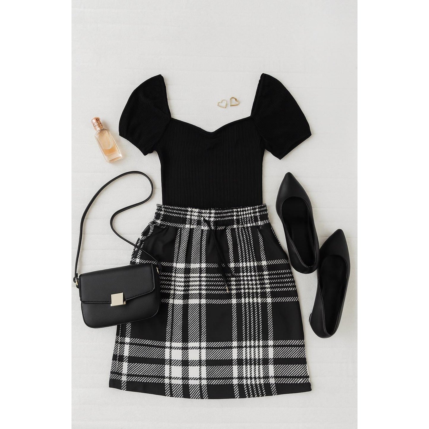 Ready to Ship | The Amelia - Black And White Plaid Jogger Skirt