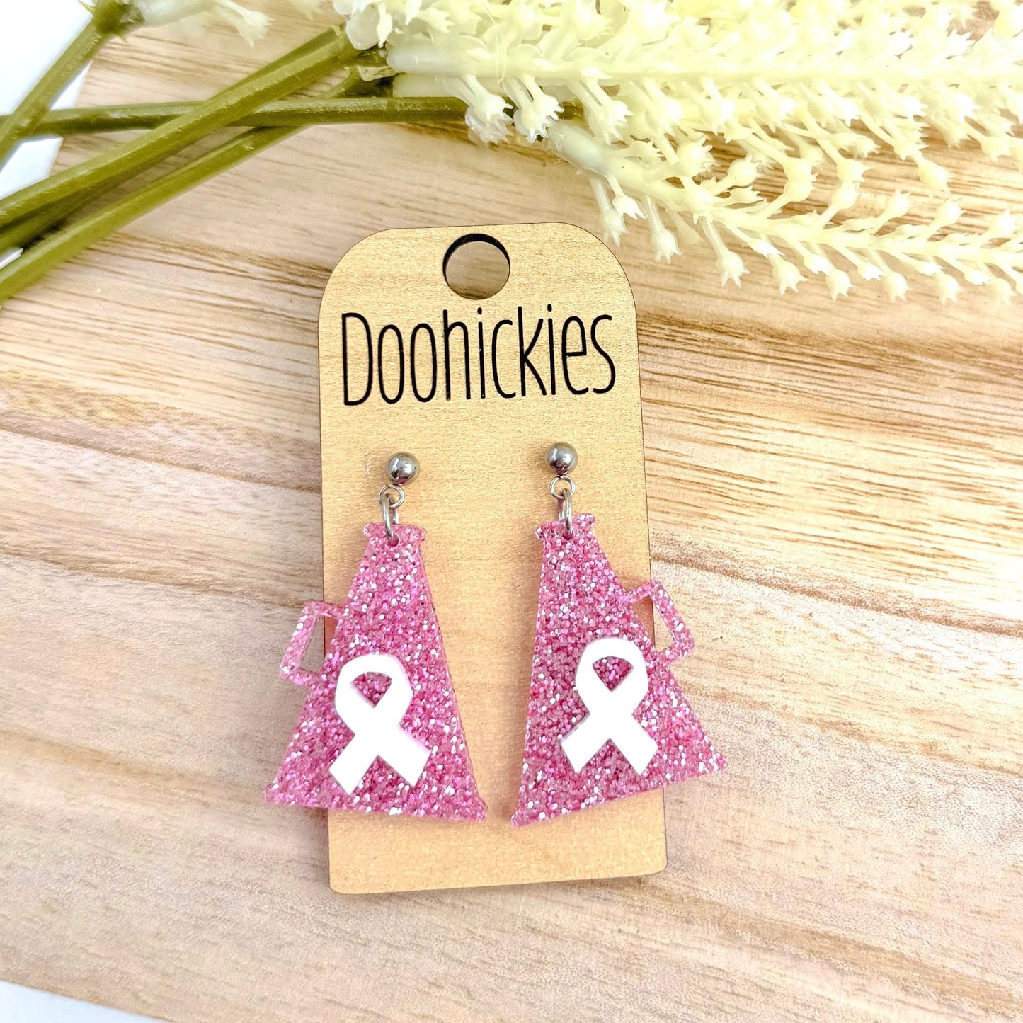 Pink Out Ribbon Megaphone Earring Collection - Breast Cancer Awareness Earrings