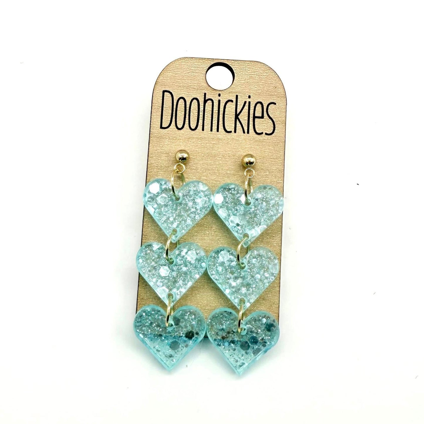 Pastel Shimmer Triple Heart Drops Collection - Valentines Earrings