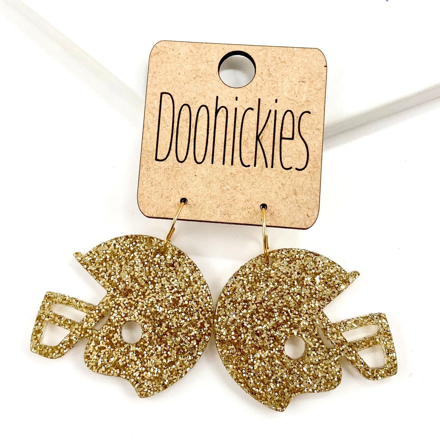 1.25" Glitter School Spirit Football Helmet Dangles - Custom Spirit Earrings - Nine Color Options