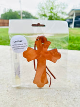 Load image into Gallery viewer, Leather Cross Air Freshener with Spray
