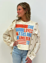 Load image into Gallery viewer, She Loves Jesus and America Too Tee
