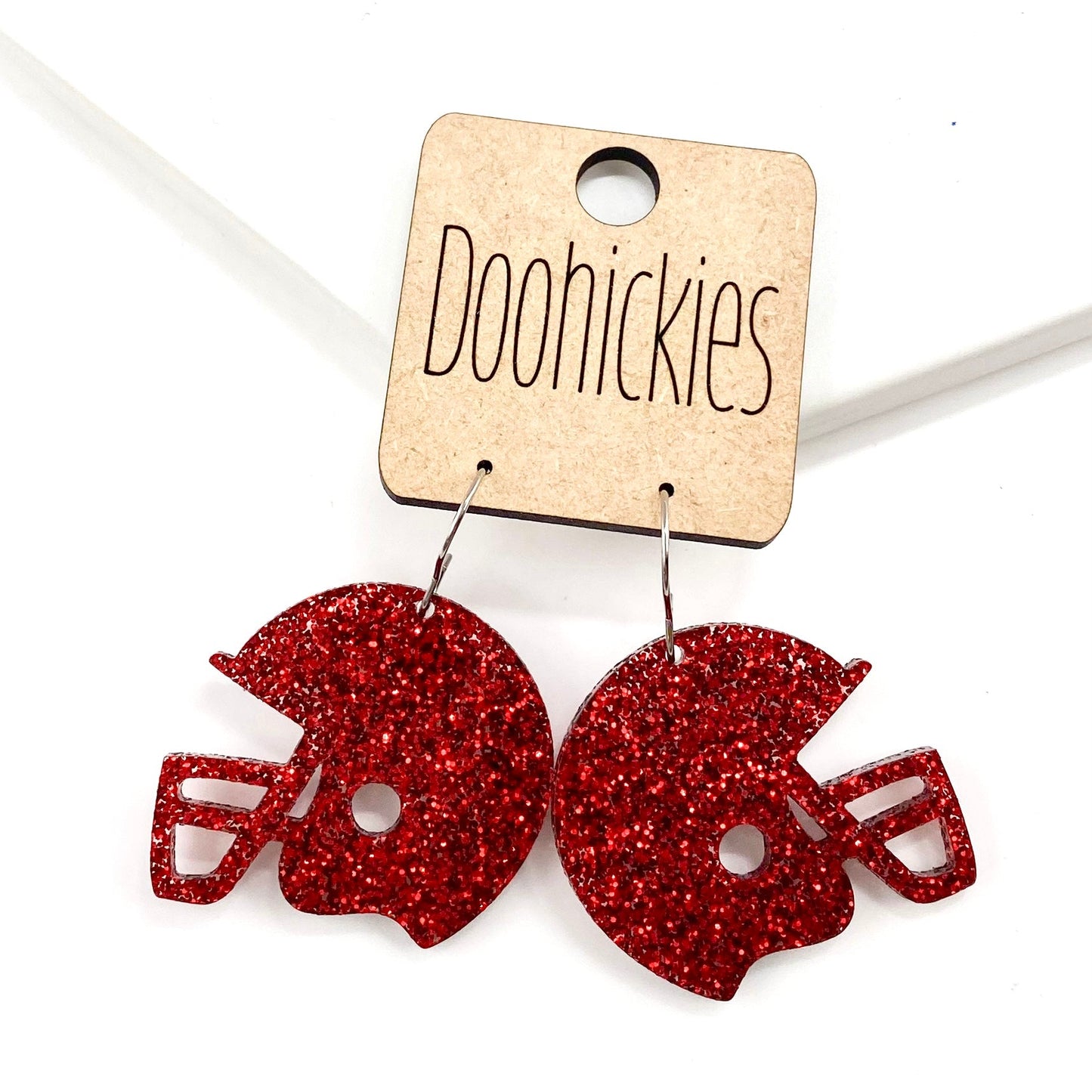 1.25" Glitter School Spirit Football Helmet Dangles - Custom Spirit Earrings - Nine Color Options