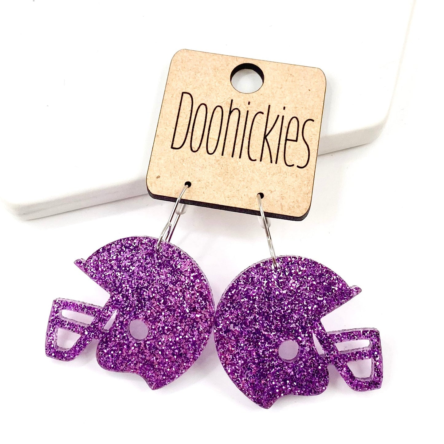 1.25" Glitter School Spirit Football Helmet Dangles - Custom Spirit Earrings - Nine Color Options