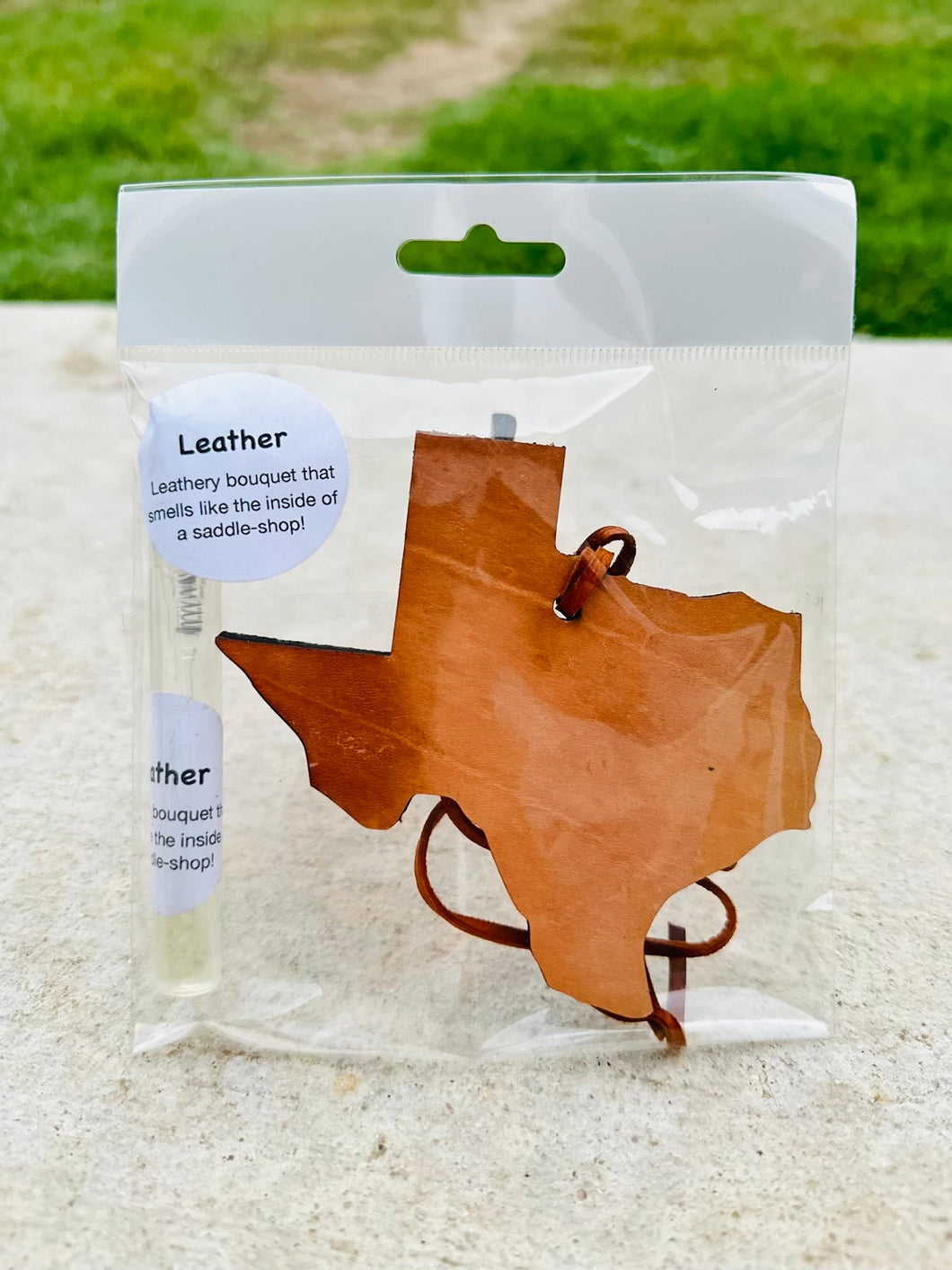 Leather Texas Air Freshener with Spray