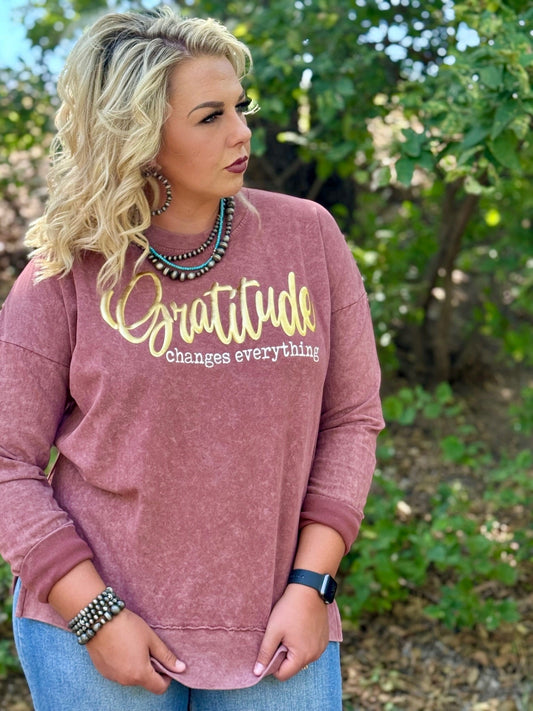 Gratitude is Everything on Clay Mineral Wash Top