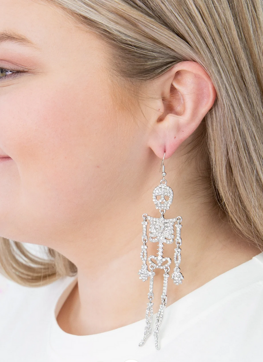 Rhinestone Skeleton Dangle Earrings