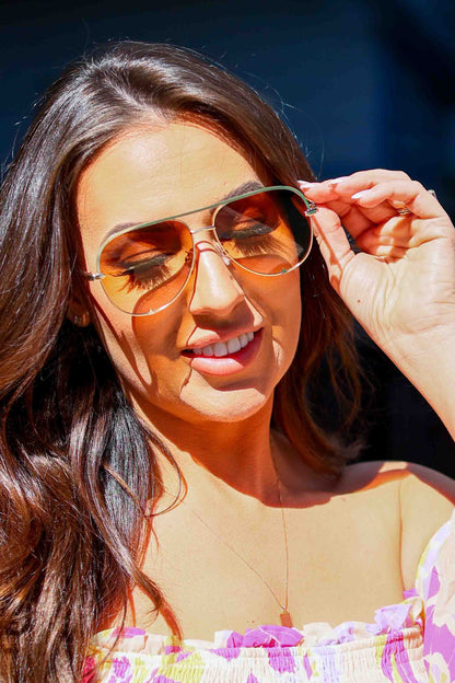 Ready to Ship | The Alex Gold / Caramel Tea - High Quality Unisex Aviator Sunglasses