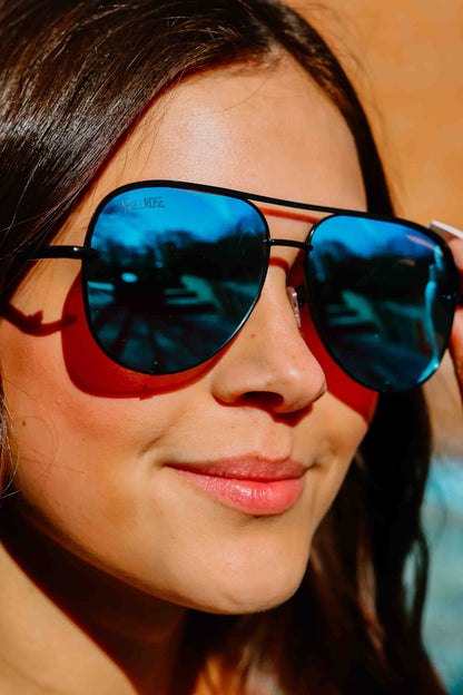 Ready to Ship | The Alex Black/Blue - High Quality Unisex Aviator Sunglasses*