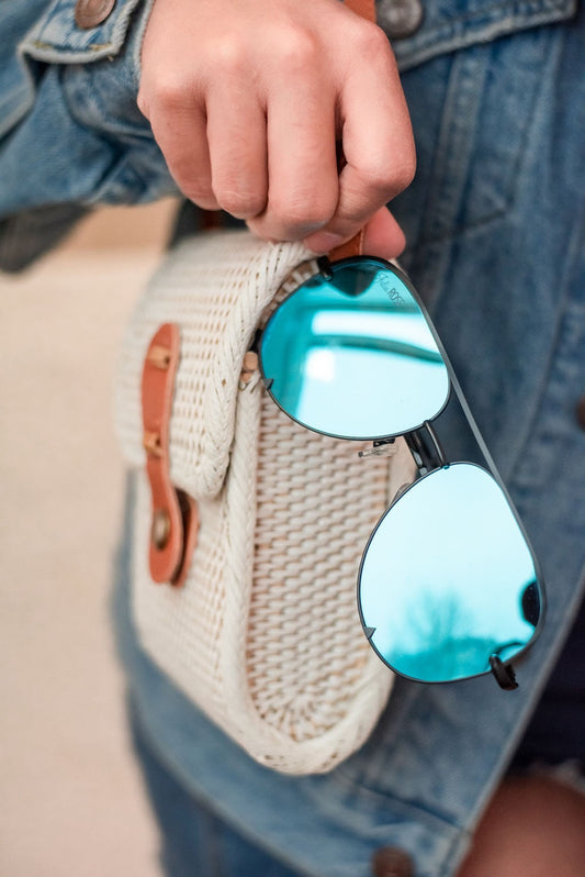 Ready to Ship | The Alex Black/Blue - High Quality Unisex Aviator Sunglasses*