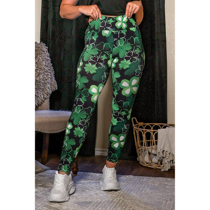 Buttery soft shamrock leggings for women by Julia Rose Festive green St. Patrick’s Day leggings