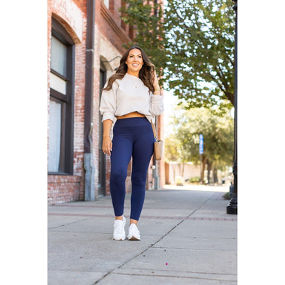 Ready to Ship | The Nyla - Navy Full-Length with Pocket Leggings