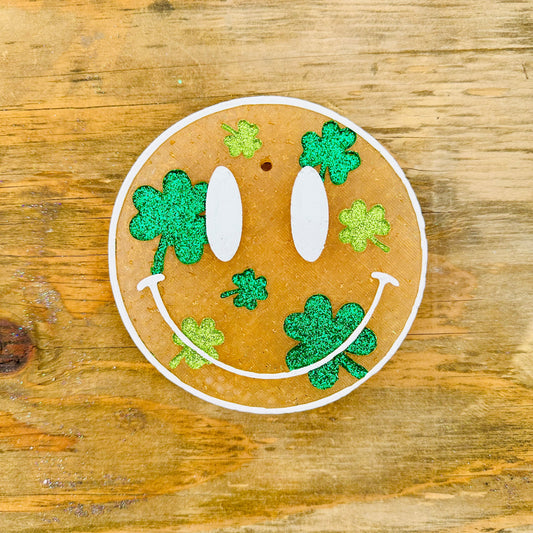 St. Patricks Day Clover Happy Face Car Freshie