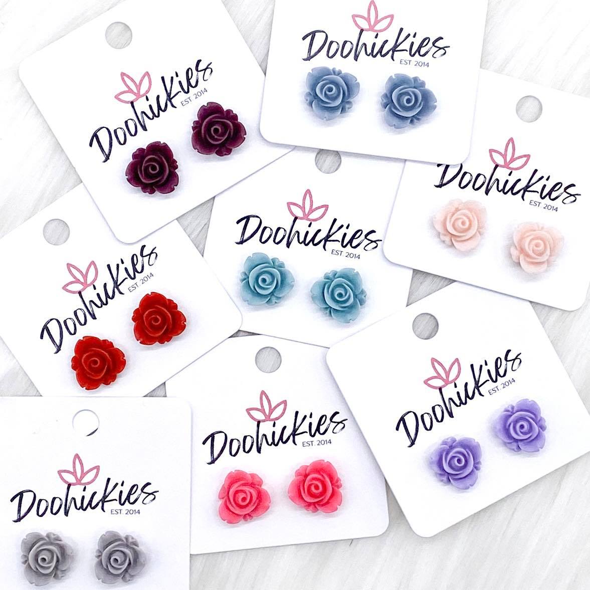 13mm Blooming Rose Singles -Earrings