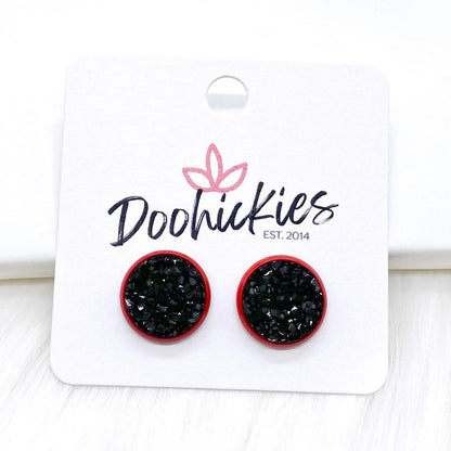 12mm Everyday Studs in Red Settings -Earrings