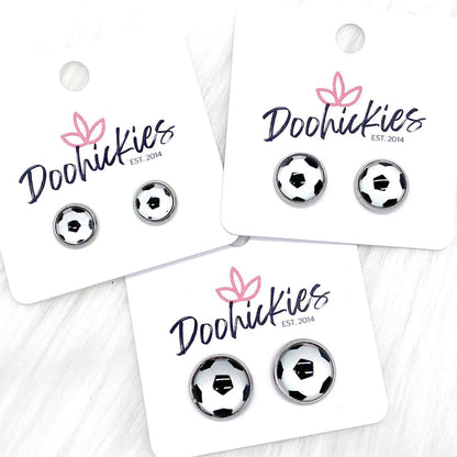 New Soccer Balls in Stainless Steel Settings -Sports Earrings