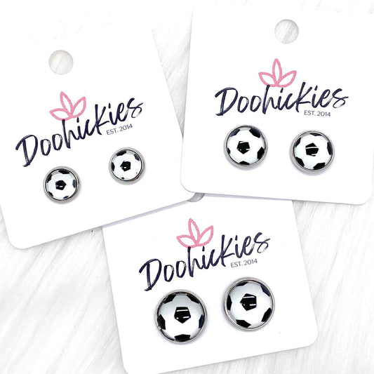 New Soccer Balls in Stainless Steel Settings -Sports Earrings