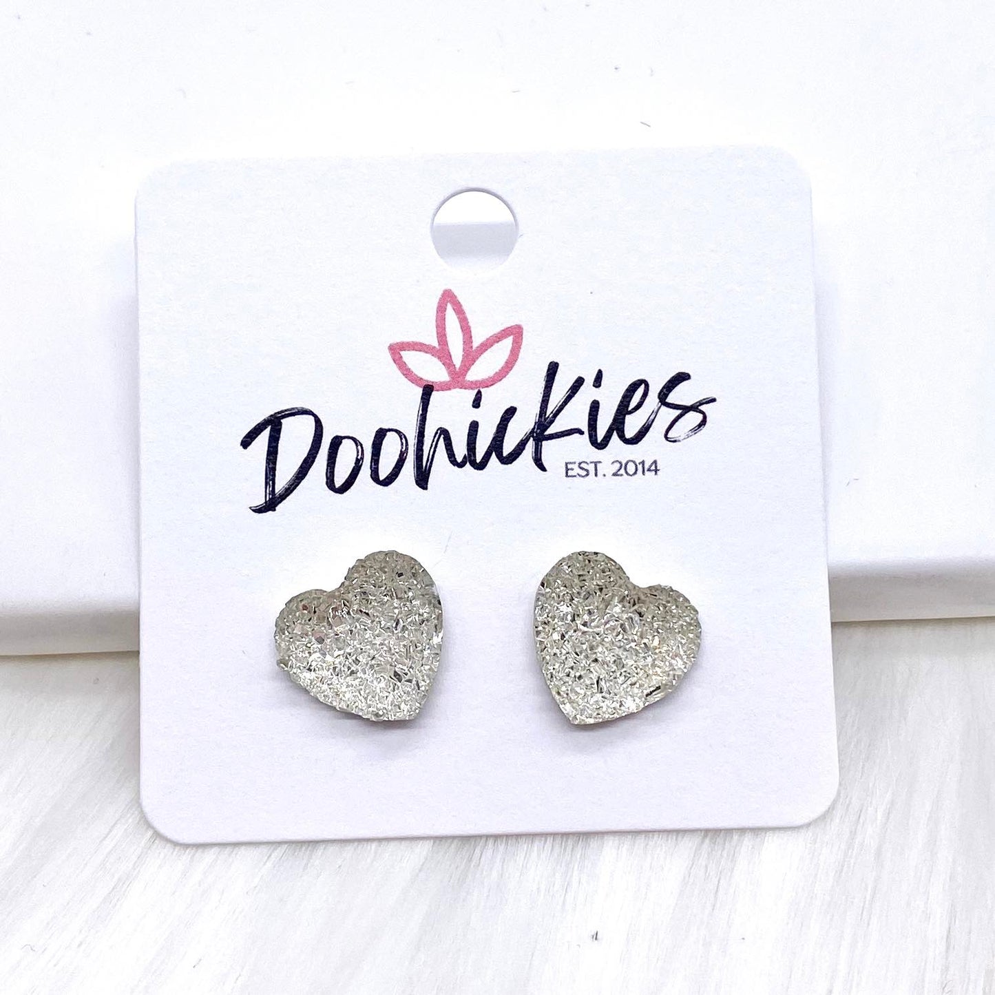 12mm Sparkle Valentine Heart Studs -Earrings