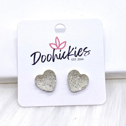 12mm Sparkle Valentine Heart Studs -Earrings