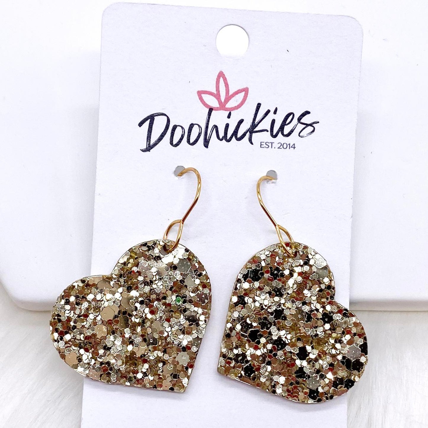 1.25" Valentine Glitter Cork Hearts -Earrings