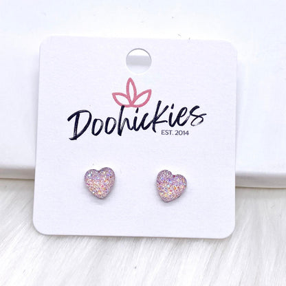 8mm Sparkle Valentine Hearts -Earrings
