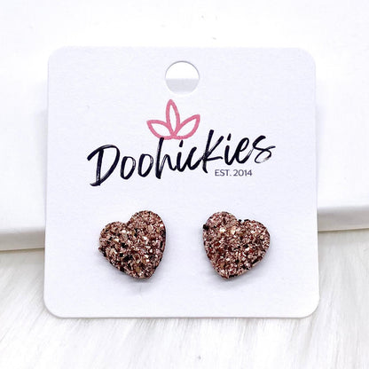 12mm Sparkle Valentine Heart Studs -Earrings