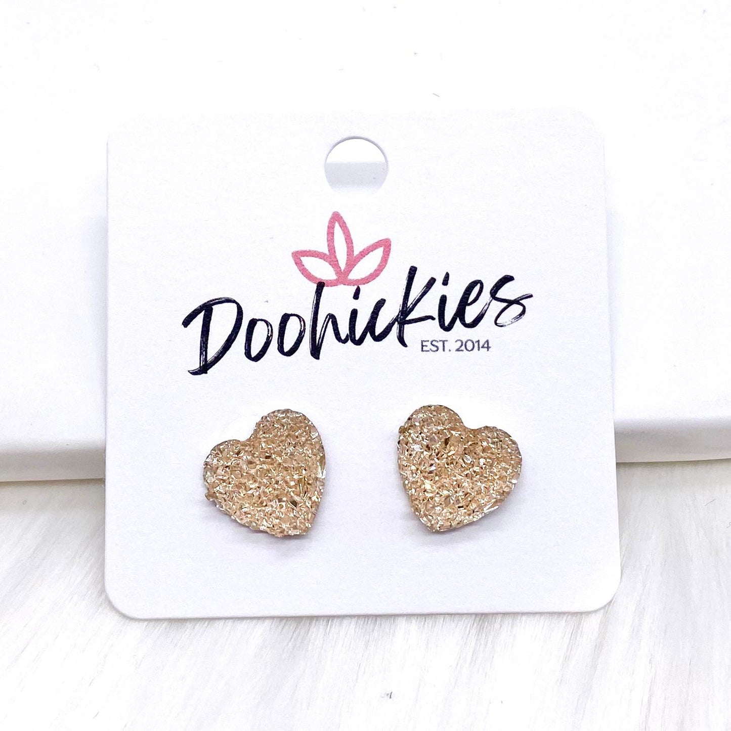 12mm Sparkle Valentine Heart Studs -Earrings