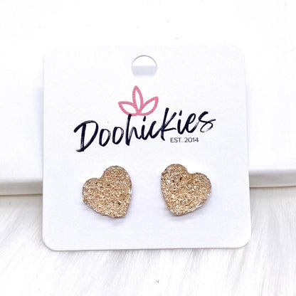 12mm Sparkle Valentine Heart Studs -Earrings