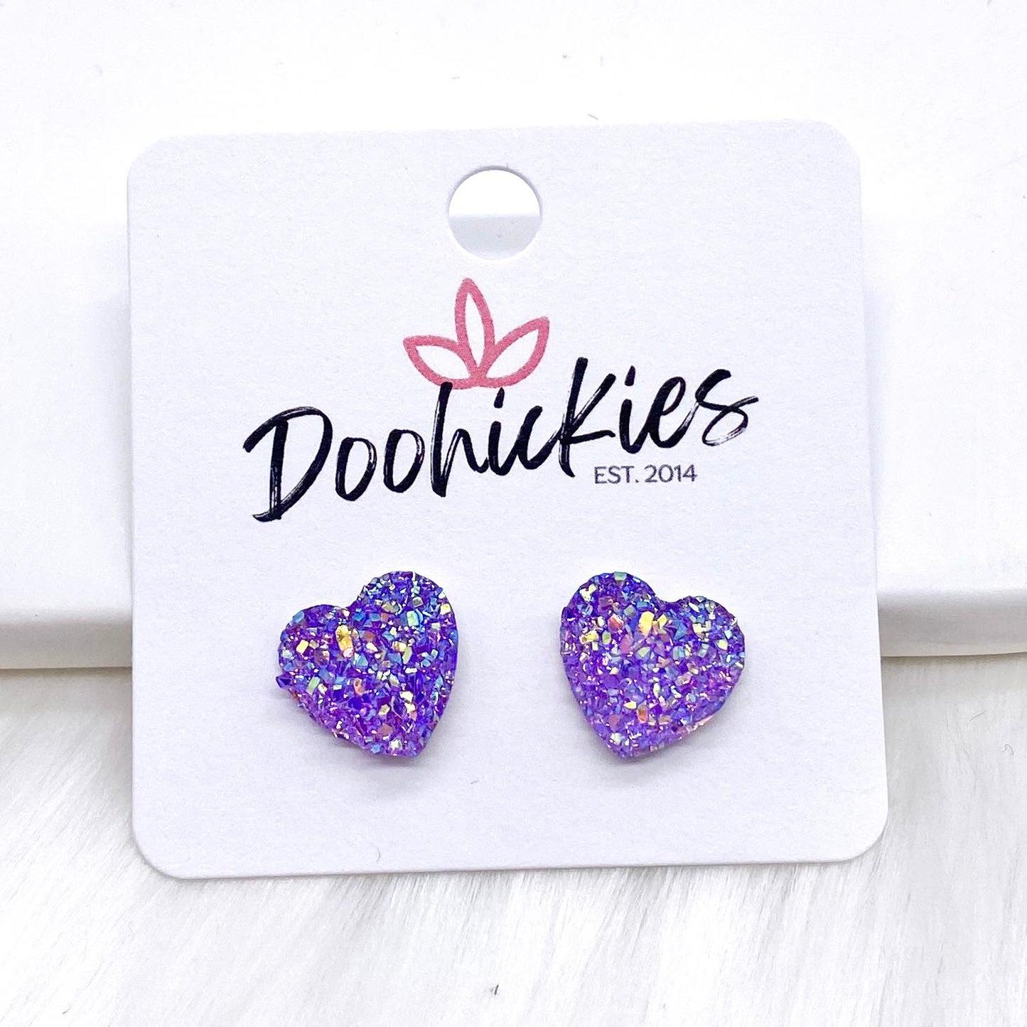 12mm Sparkle Valentine Heart Studs -Earrings