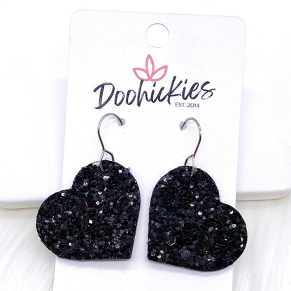 1.25" Valentine Glitter Cork Hearts -Earrings