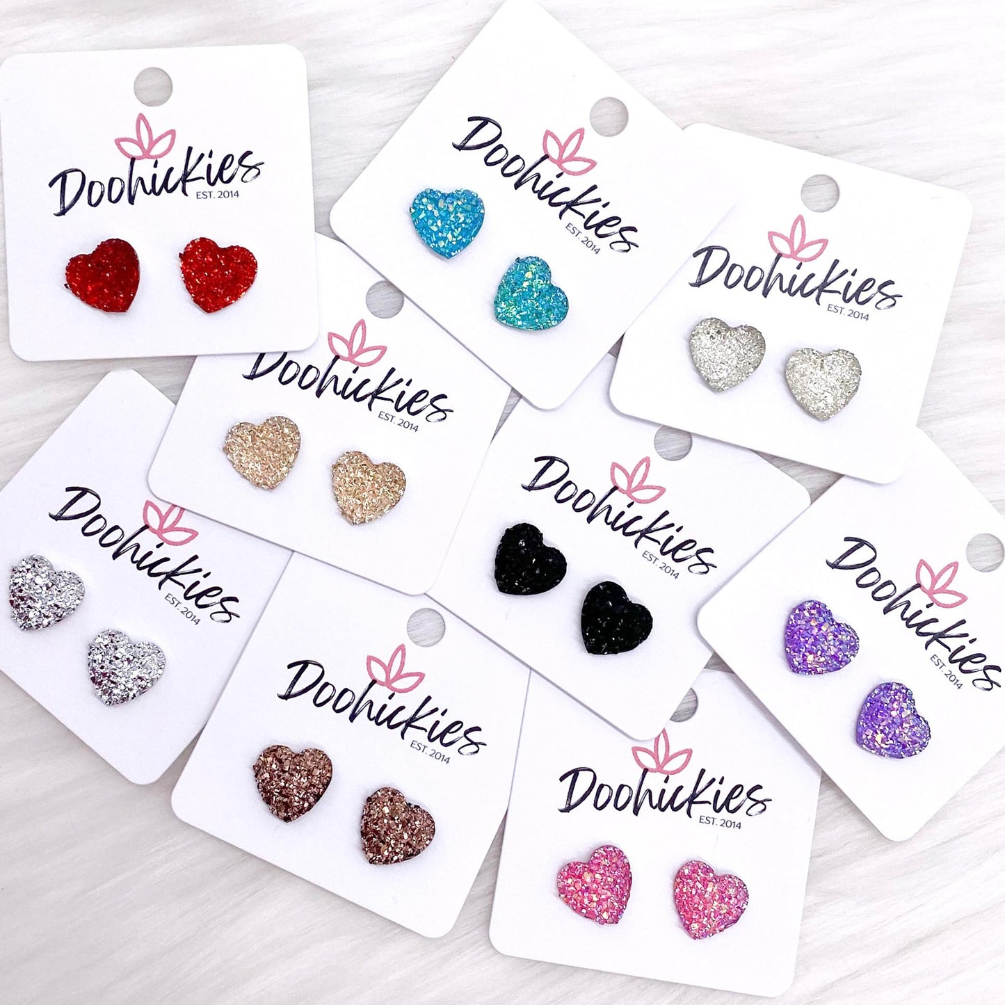 12mm Sparkle Valentine Heart Studs -Earrings