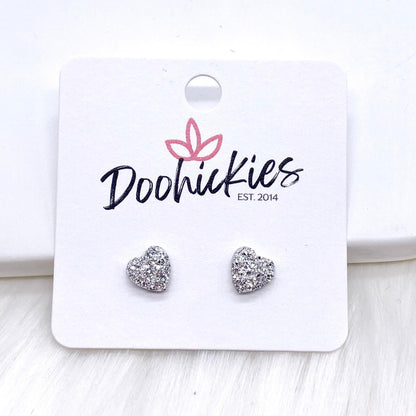 8mm Sparkle Valentine Hearts -Earrings