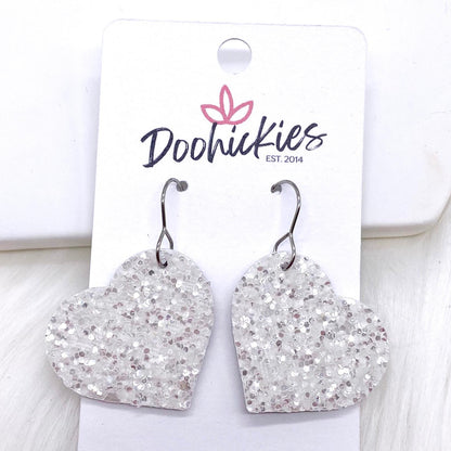 1.25" Valentine Glitter Cork Hearts -Earrings