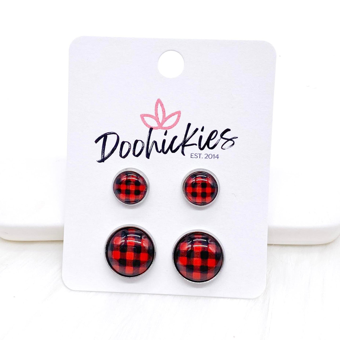 Valentine Buffalo Plaid Mommy & Me Sets -Earrings