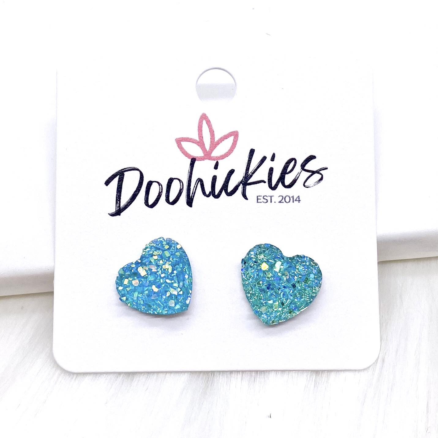 12mm Sparkle Valentine Heart Studs -Earrings