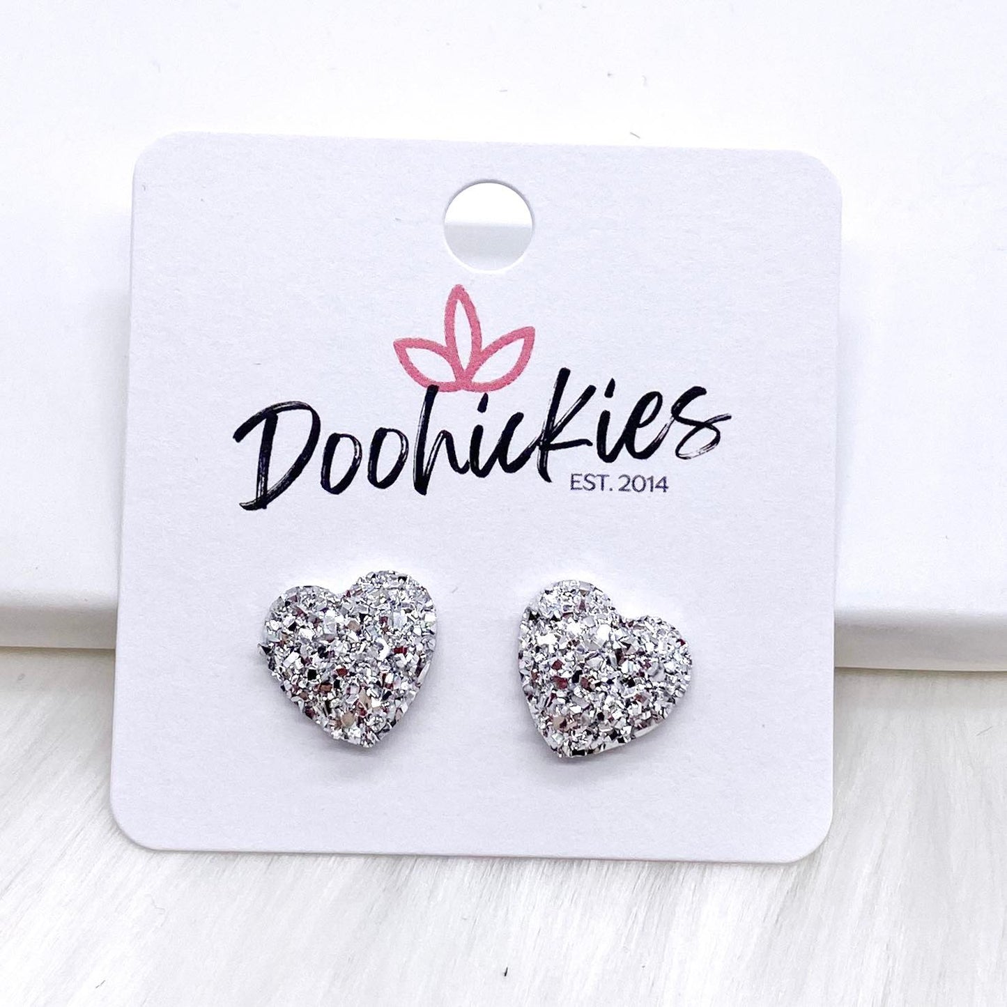 12mm Sparkle Valentine Heart Studs -Earrings