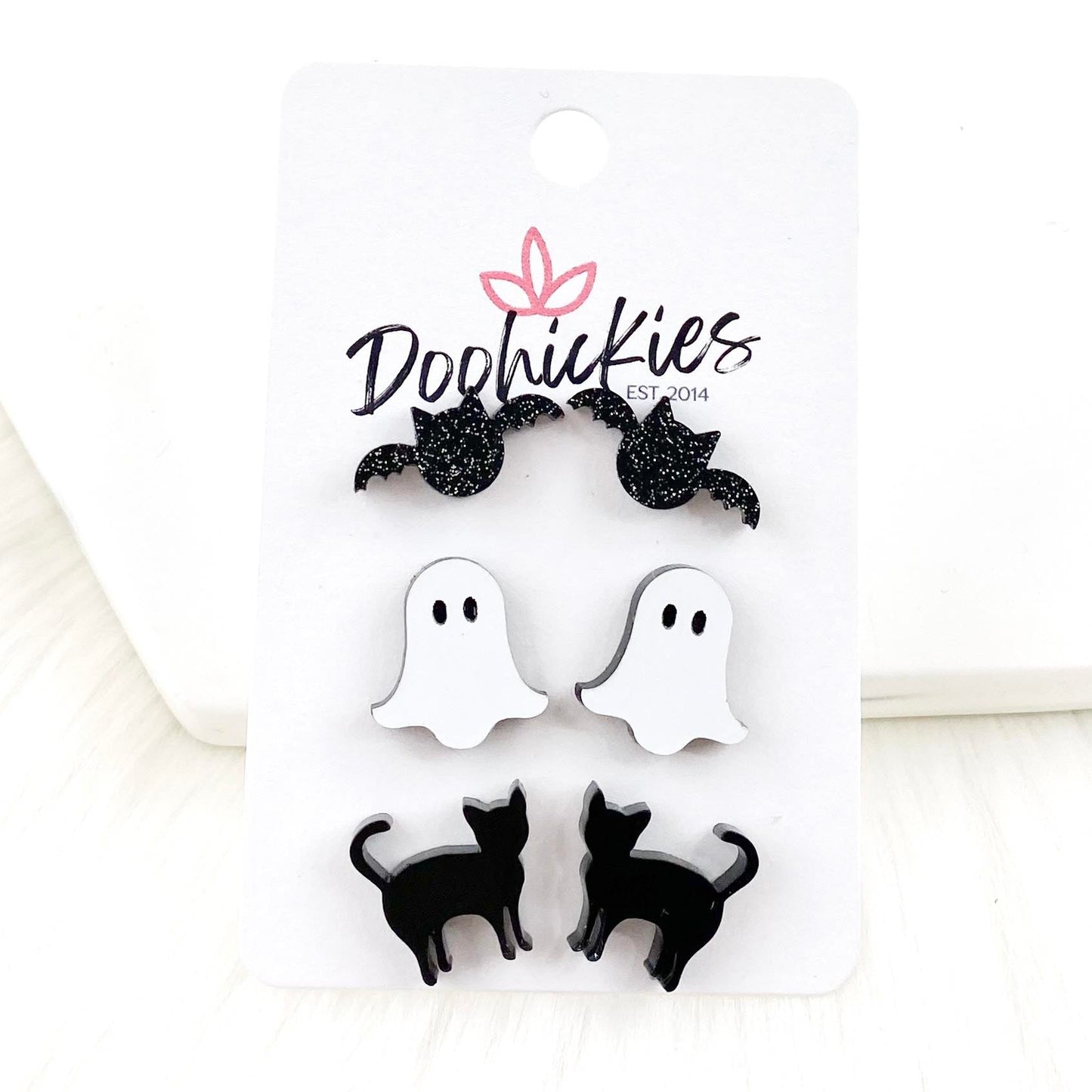 Glittery Bats/Ghost/Black Cats - Halloween Earrings