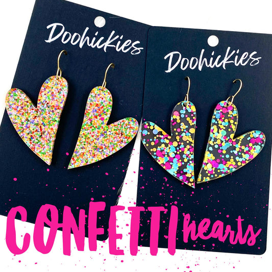 Confetti Acrylic Hearts - Valentines Earrings