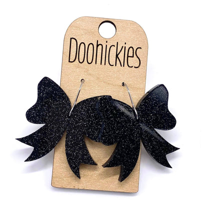 1.5" Glitter School Spirit Bow Dangles - Custom Spirit Earrings