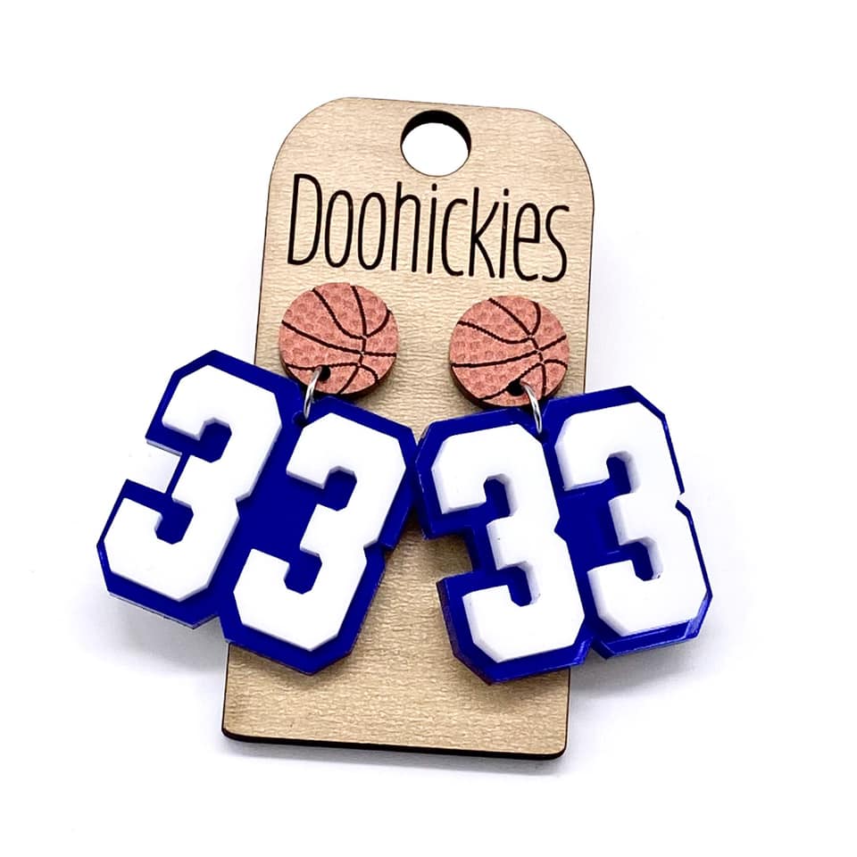 Custom Layered Varsity Number Basketball Dangles